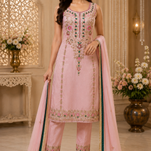 Blush Emerald Embroidered Suit Set