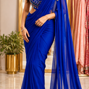 Royal Sapphire Embellished Saree